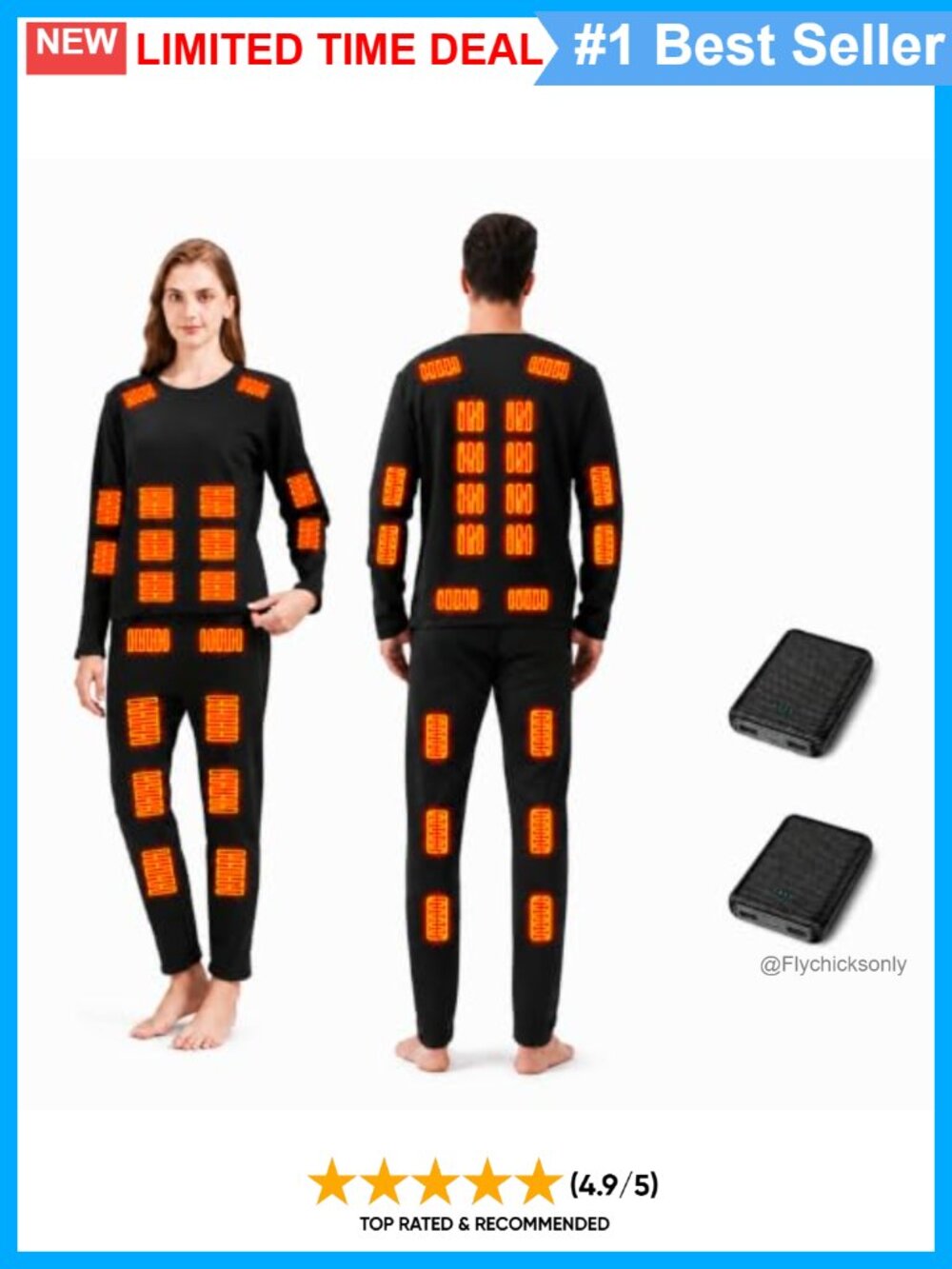 Heated Thermal Underwear Set 42 Zones Electric Tops Pants